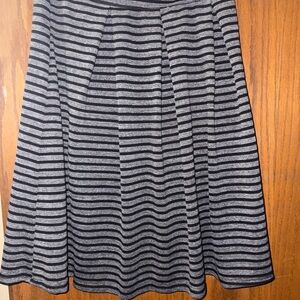 Rainbow Black and Gray Striped A-Line Skirt